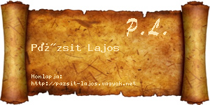 Pázsit Lajos névjegykártya