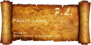 Pázsit Lajos névjegykártya